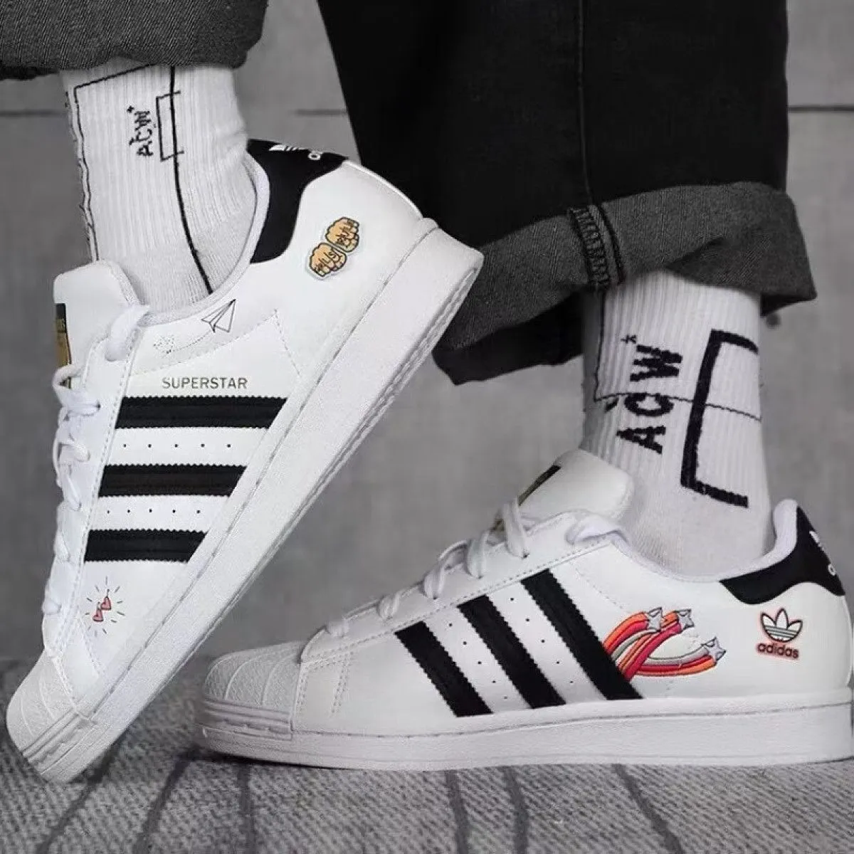 Подростковые кроссовки Adidas Originals Superstar J White/Black/Blue