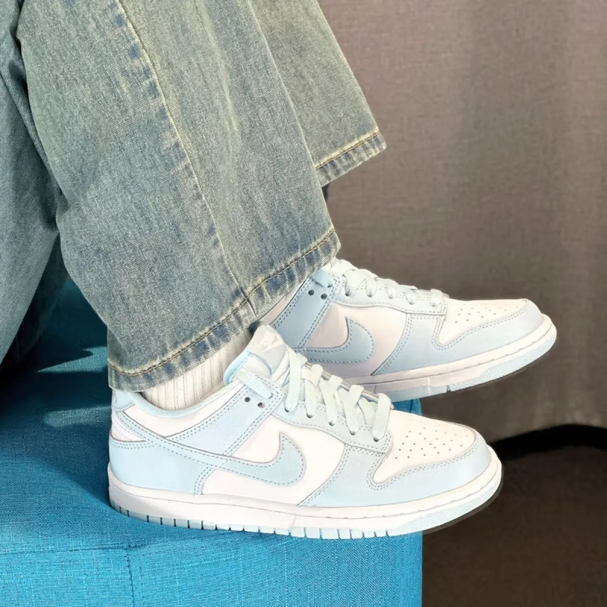 Подростковые кроссовки Nike Dunk Low Blue/White GS
