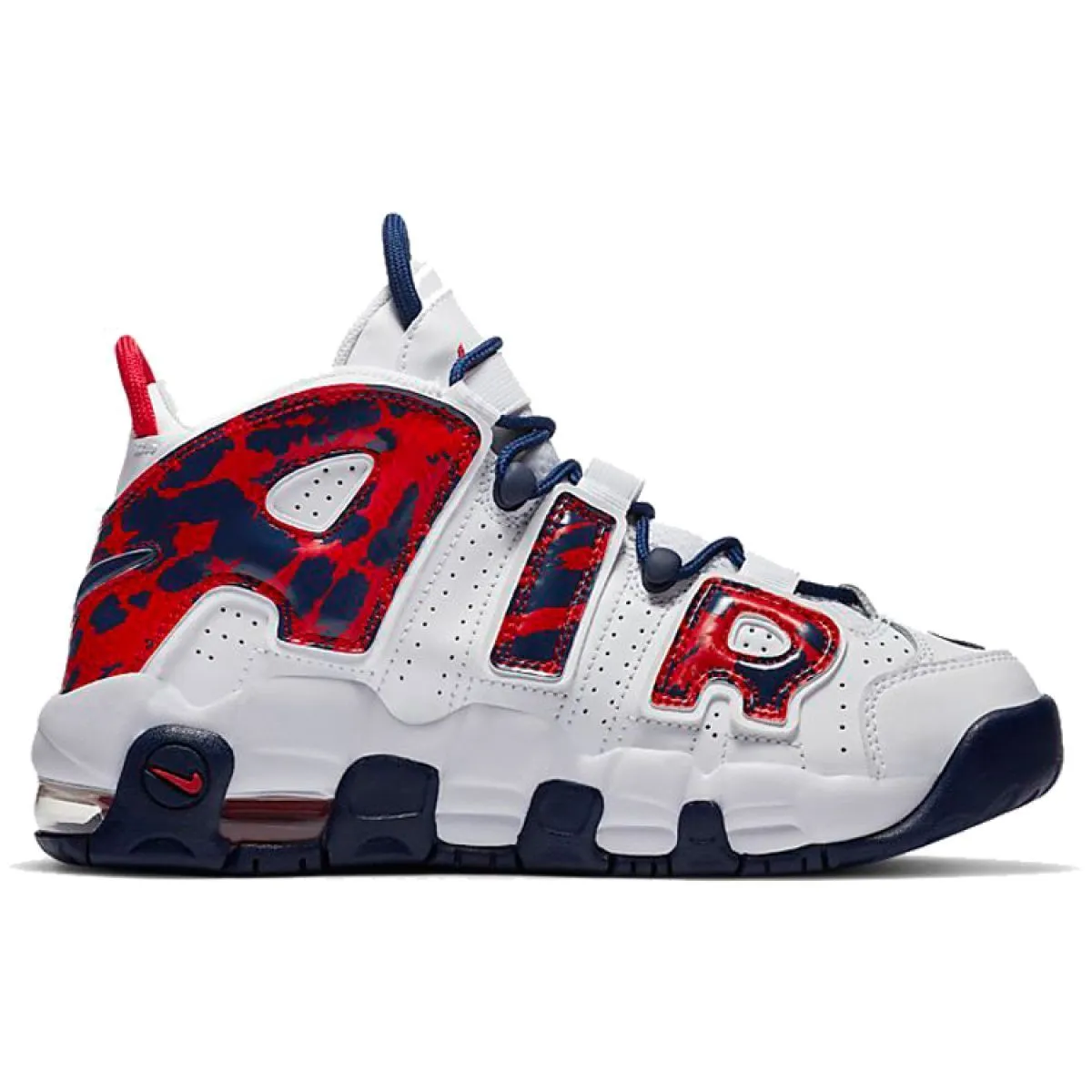 Подростковые кроссовки Nike Air More Uptempo White/Blue/Red Camo GS