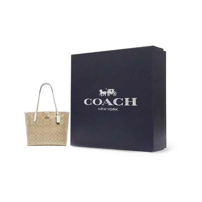 Женская сумка шоппер Coach City 33 Monogram Tote Hand Bag Canvas Women's Khaki White