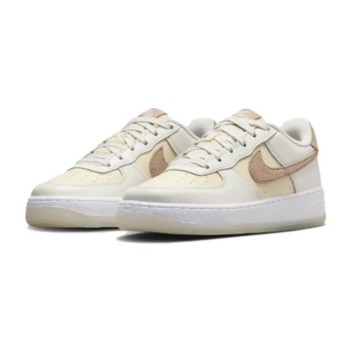 Подростковые кроссовки Nike Air Force 1 Low White/Brown GS