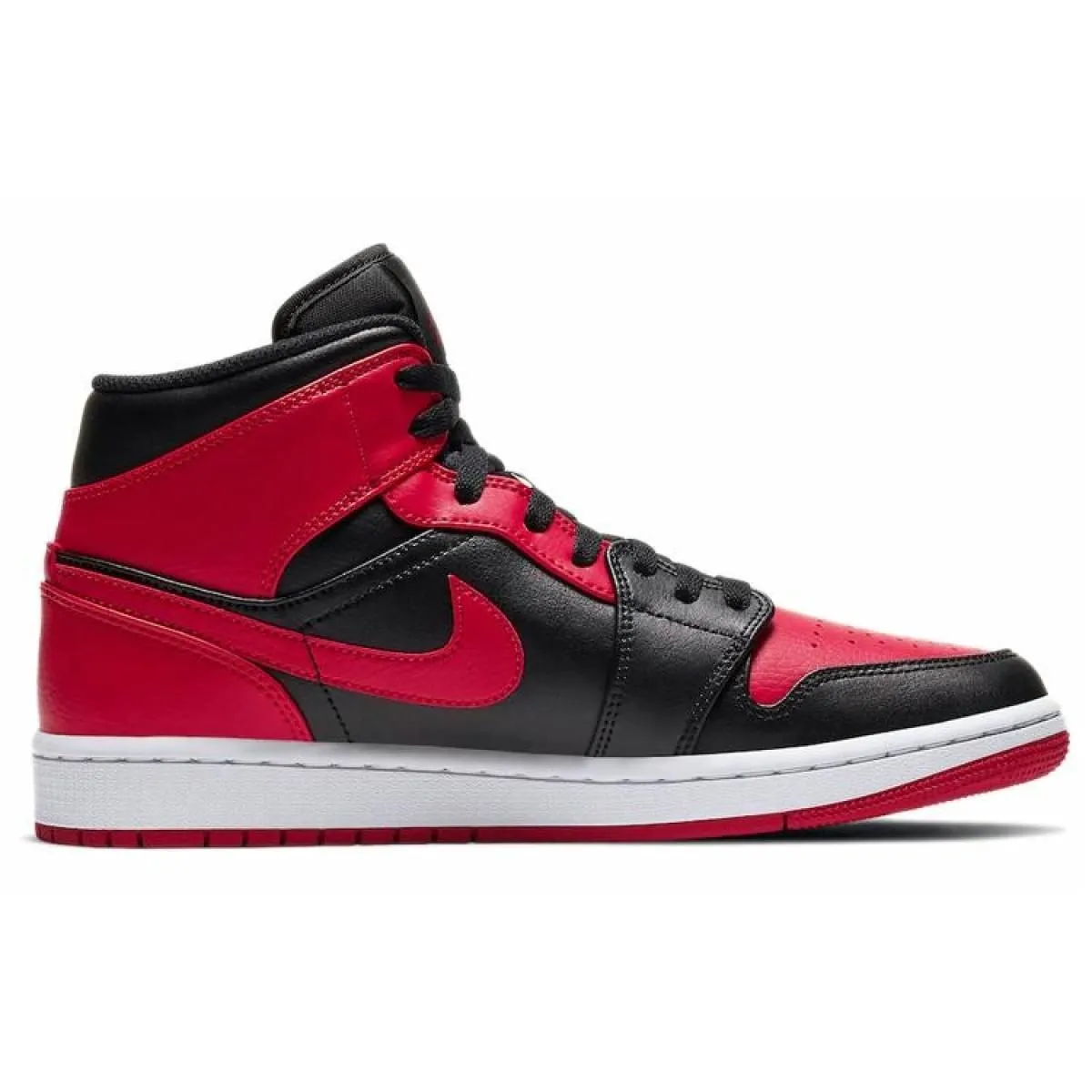 Мужские кроссовки Air Jordan 1 Mid Banned 2020 Black/Red