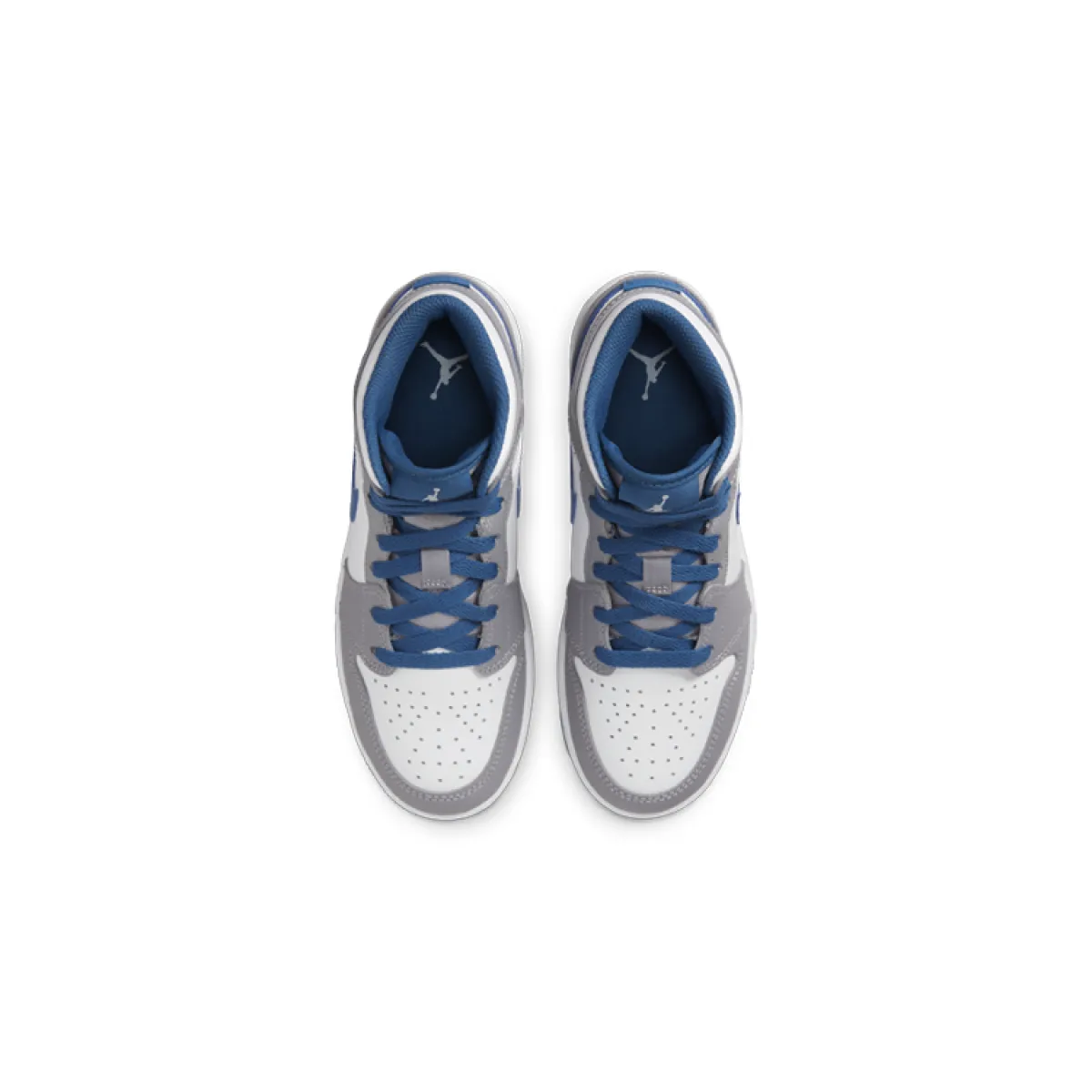 Подростковые кроссовки Air Jordan 1 Mid True Blue Cement GS