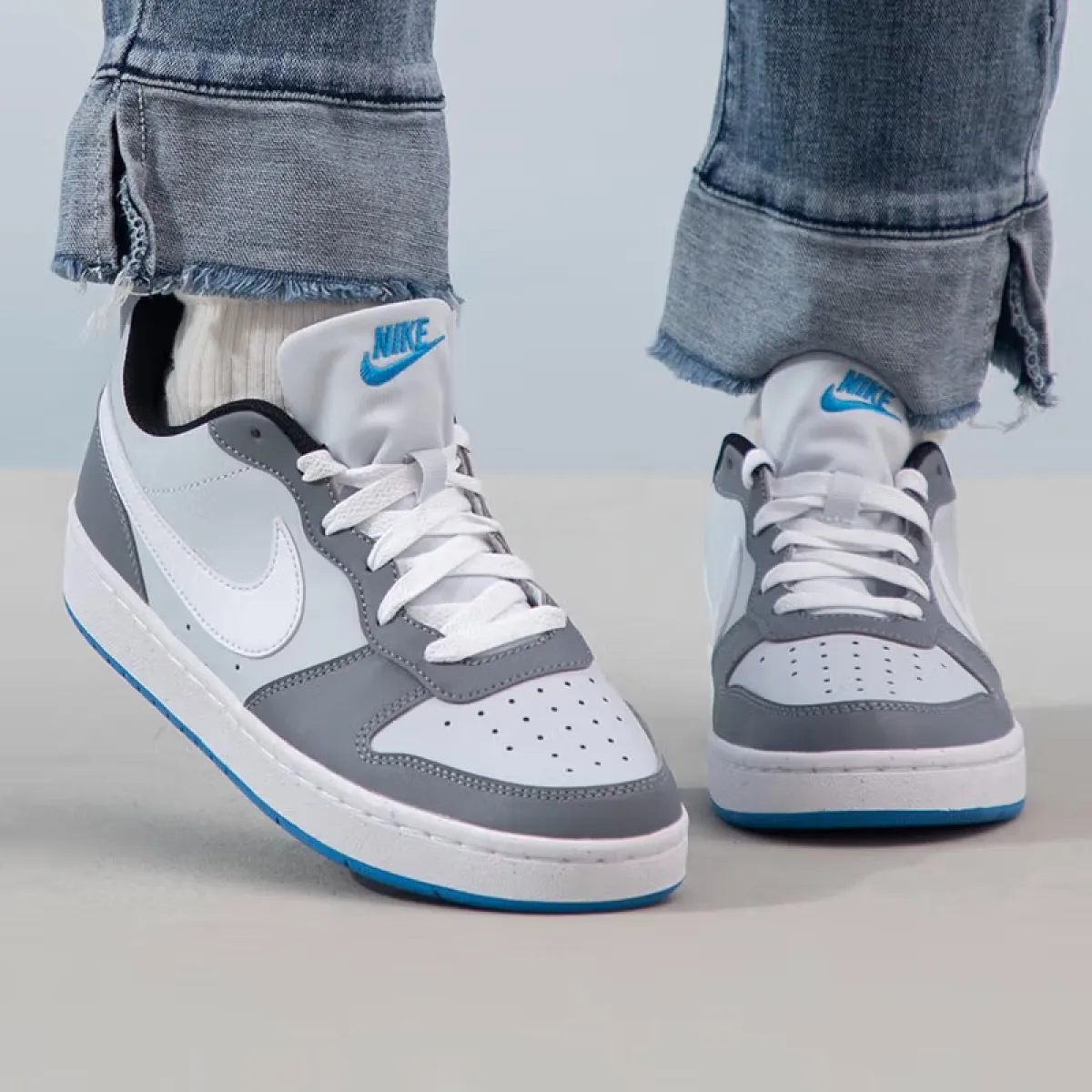 Подростковые кроссовки Nike Court Borough Low Recraft Platinum Cool Grey Photo Blue GS