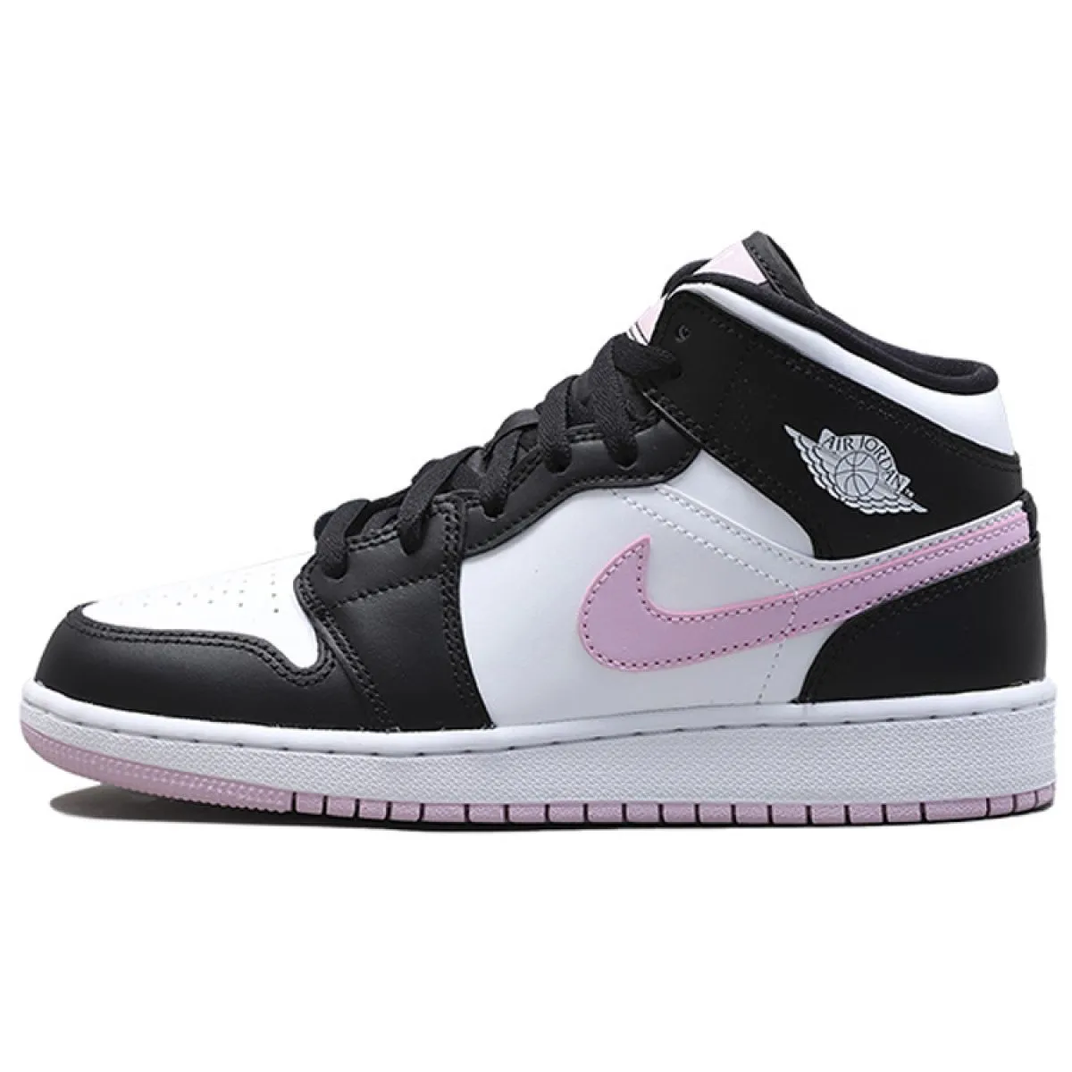 Подростковые кроссовки Air Jordan1 Mid Black/White/Violet GS