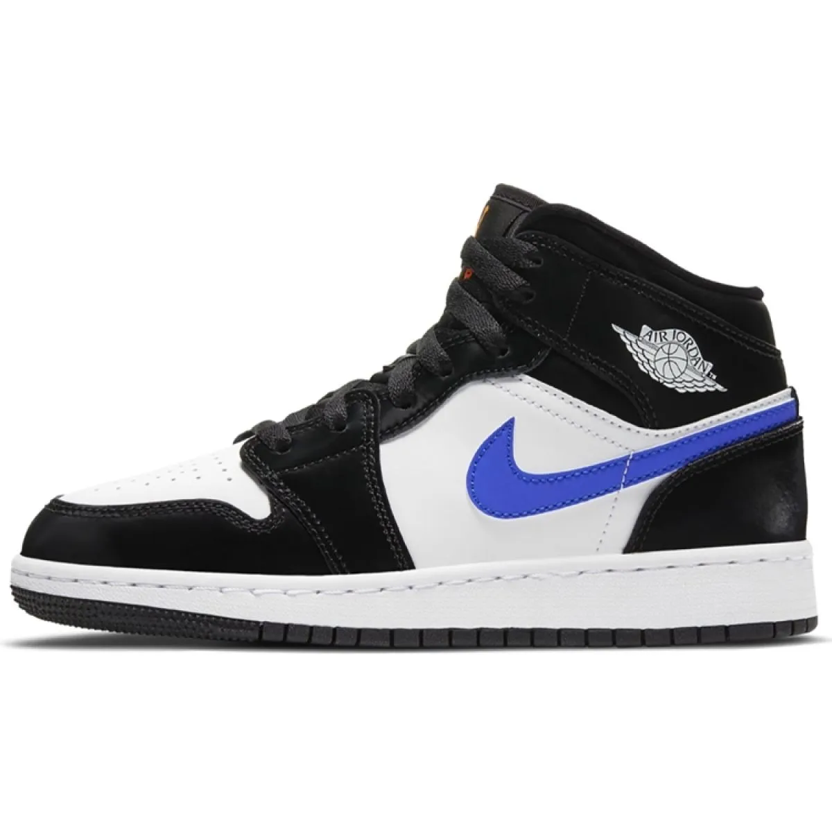 Подростковые кроссовки Jordan 1 Mid Black/Racer Blue/White GS