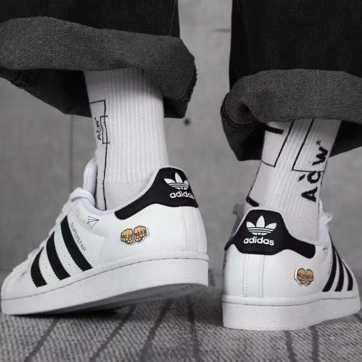 Подростковые кроссовки Adidas Originals Superstar J White/Black/Blue