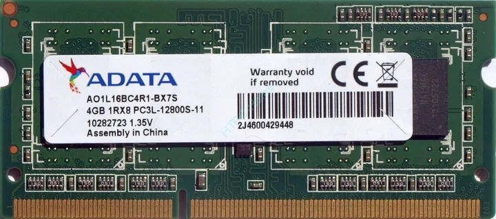 Оперативная память Adata SO-DIMM DDR3L 1600MHz 4Gb (AO1L16BC4R1-BX7S)