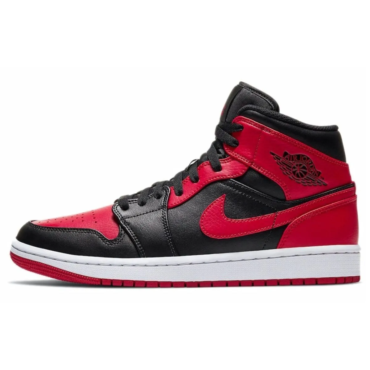 Мужские кроссовки Air Jordan 1 Mid Banned 2020 Black/Red