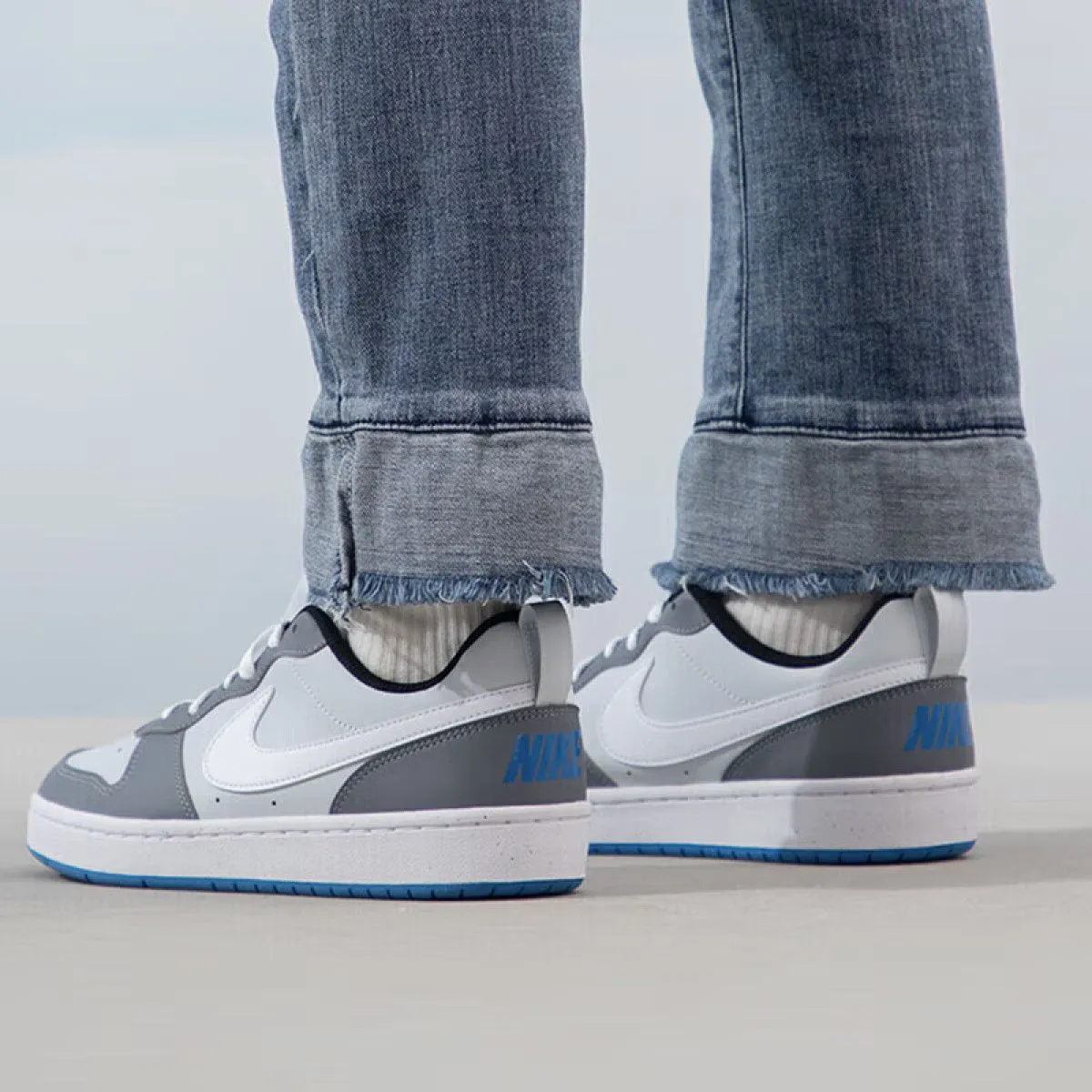 Подростковые кроссовки Nike Court Borough Low Recraft Platinum Cool Grey Photo Blue GS