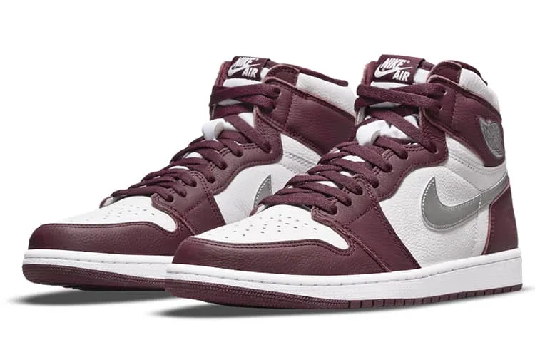 Кроссовки Air Jordan 1 Retro High OG Bordeaux Unisex Red White Metallic-Silver