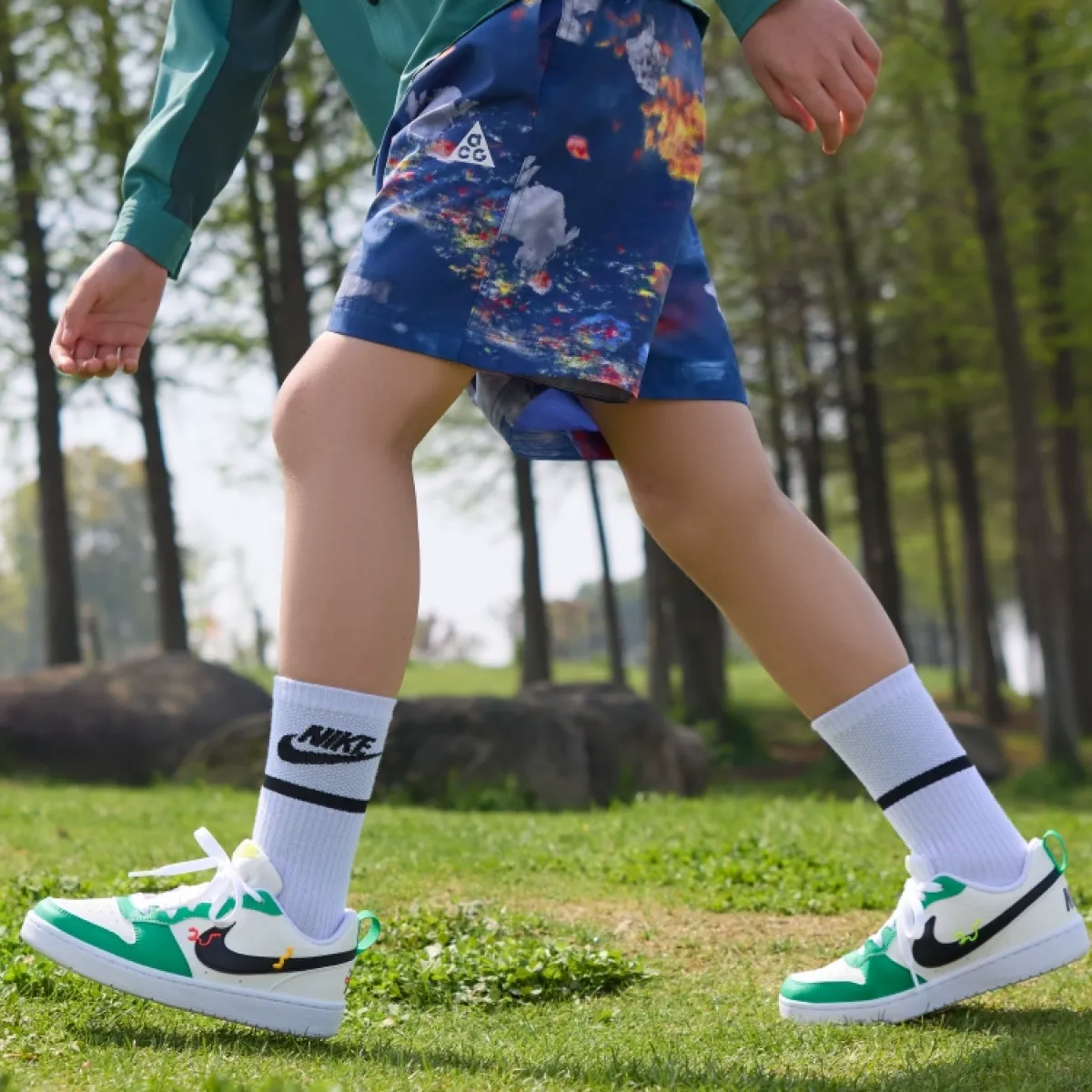 Подростковые кроссовки Nike Court Borough Whiye/Green GS