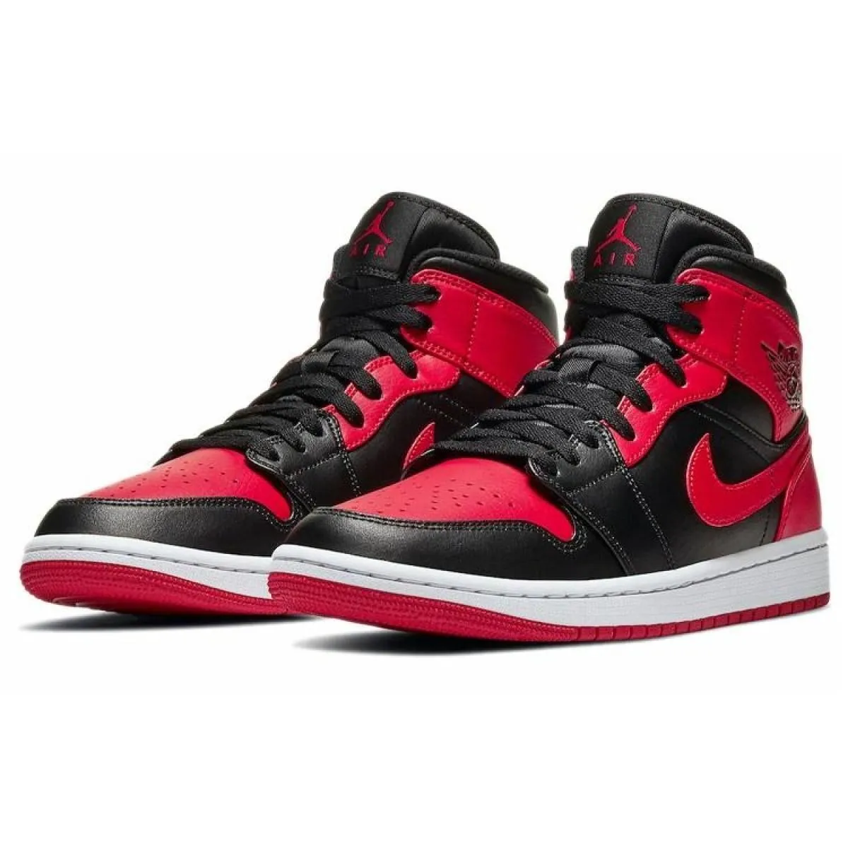 Мужские кроссовки Air Jordan 1 Mid Banned 2020 Black/Red
