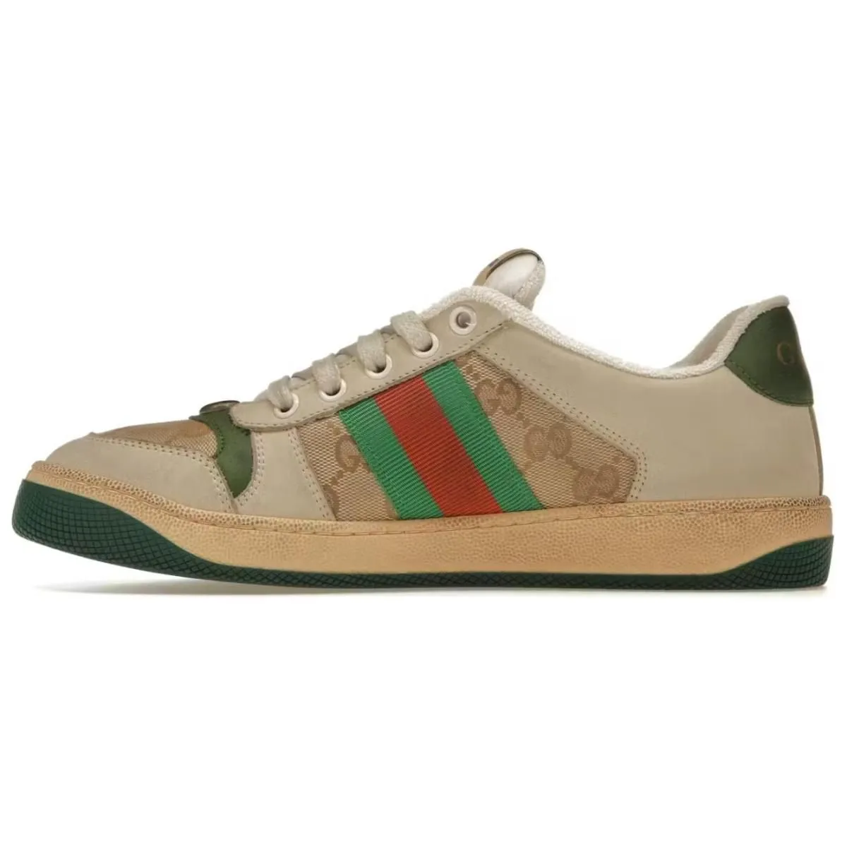 Женские кеды Gucci Screener Distressed Green/Orange