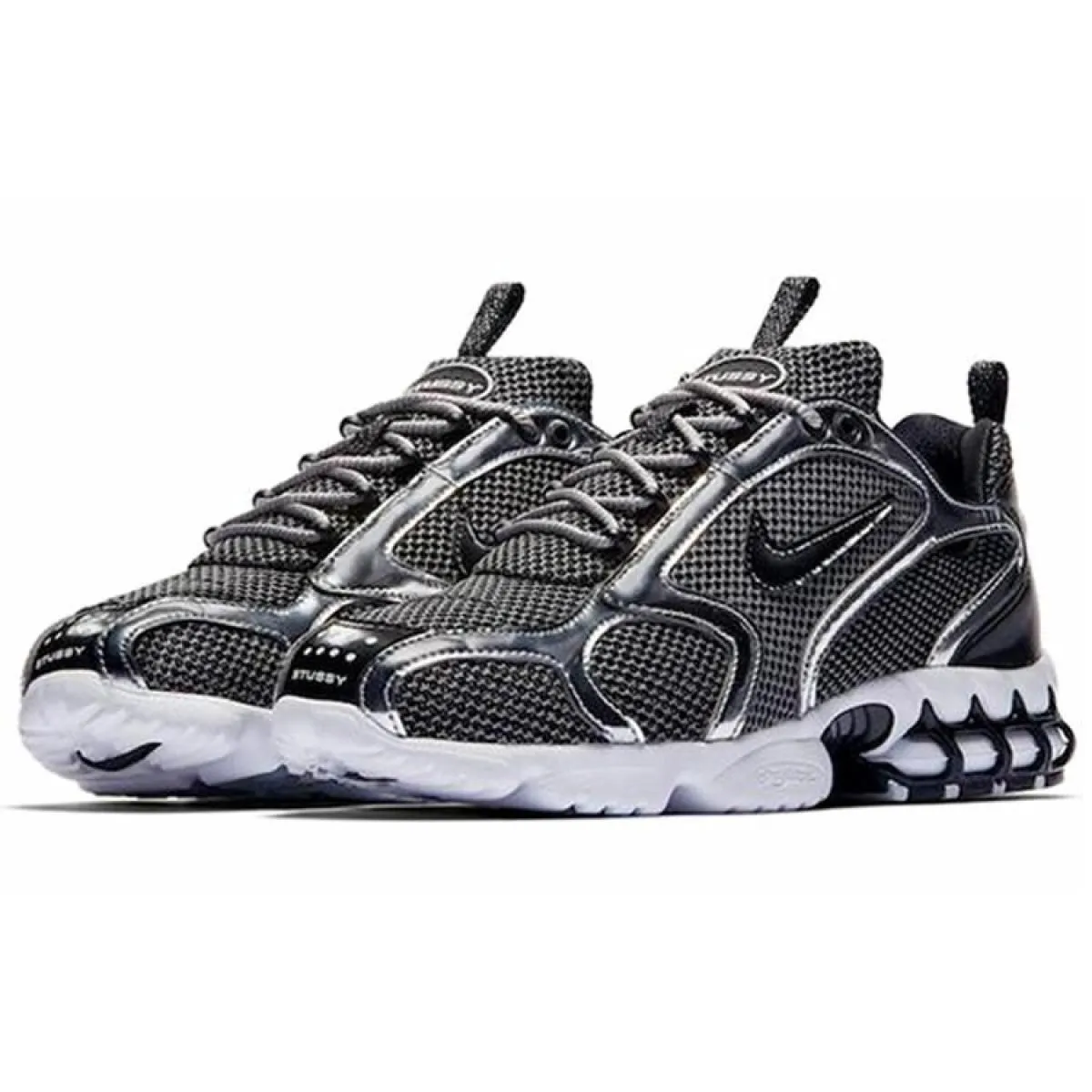 Кроссовки Stussy x Nike Air Zoom Spiridon Cage 2 Black/Silver