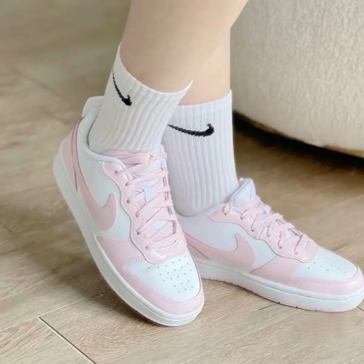 Подростковые Nike Court Borough Low 2 White/Pink GS