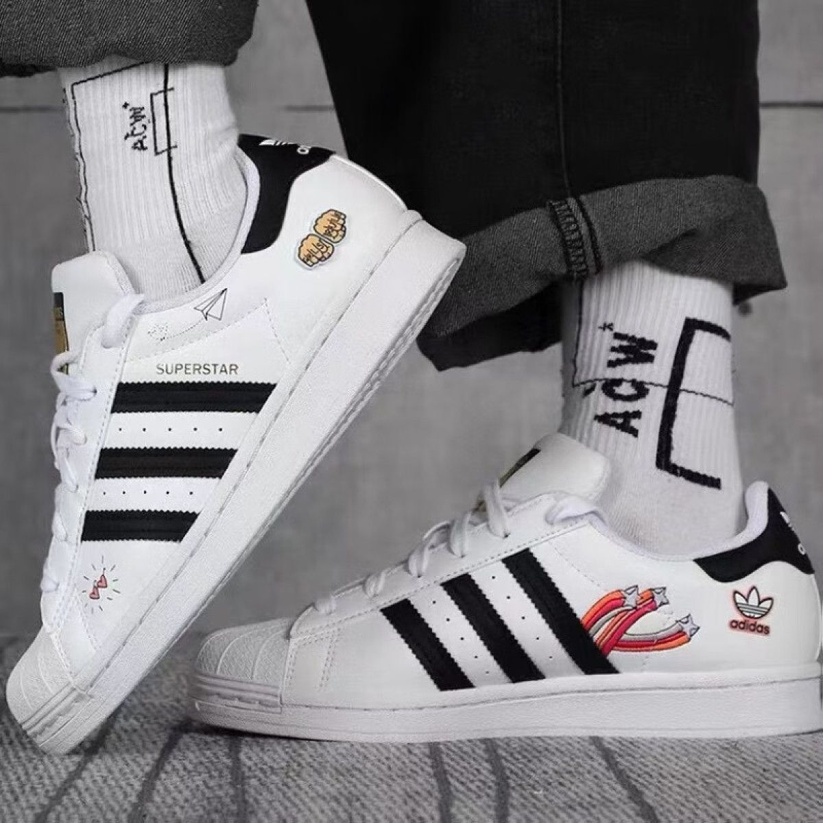 Подростковые кроссовки Adidas Originals Superstar J White/Black/Blue