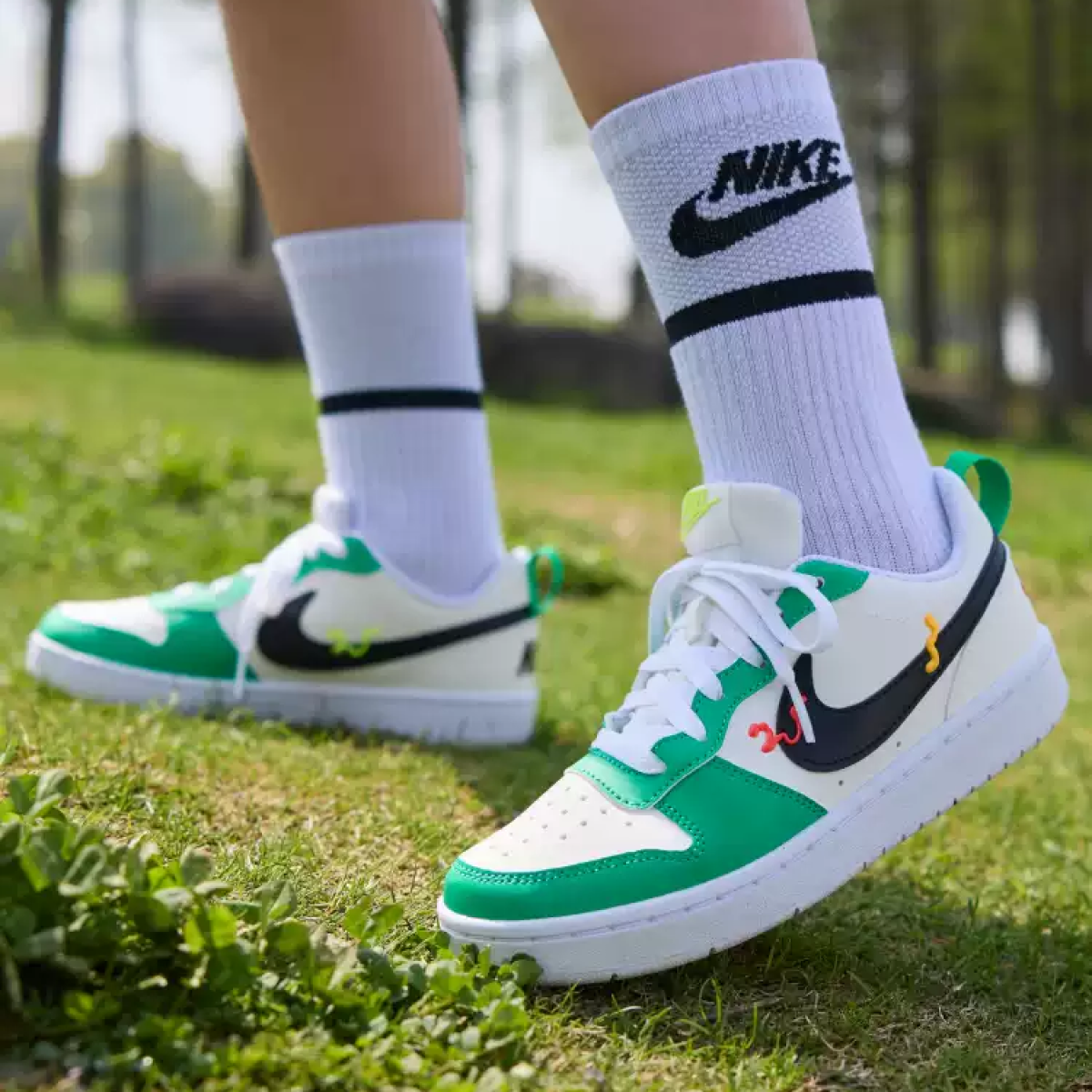 Подростковые кроссовки Nike Court Borough Whiye/Green GS