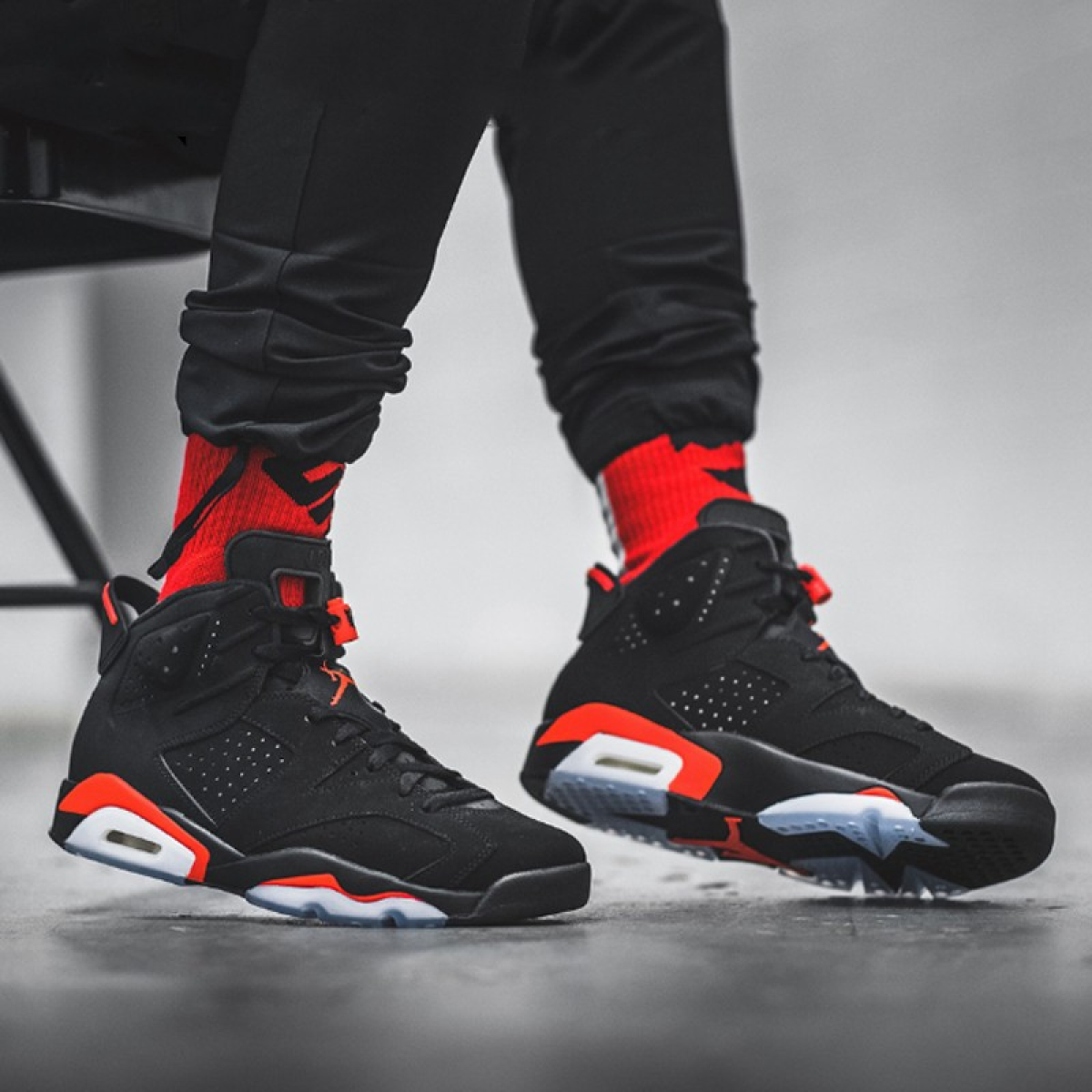 Подростковые кроссовки Air Jordan 6 Retro 2019 High Black Infrared GS