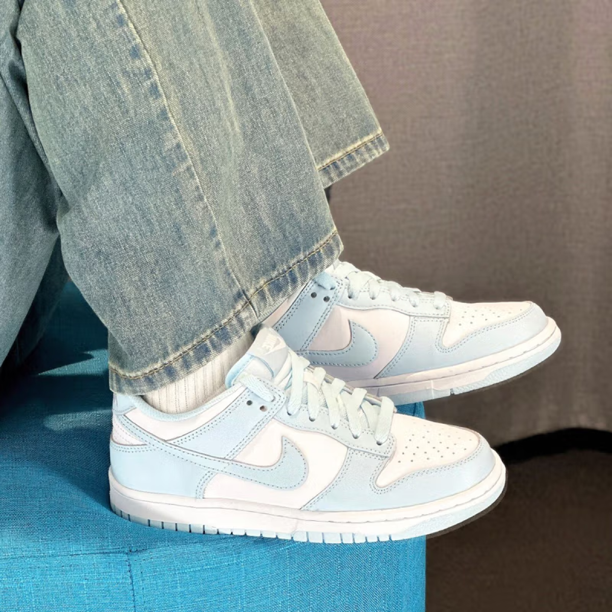 Подростковые кроссовки Nike Dunk Low Blue/White GS