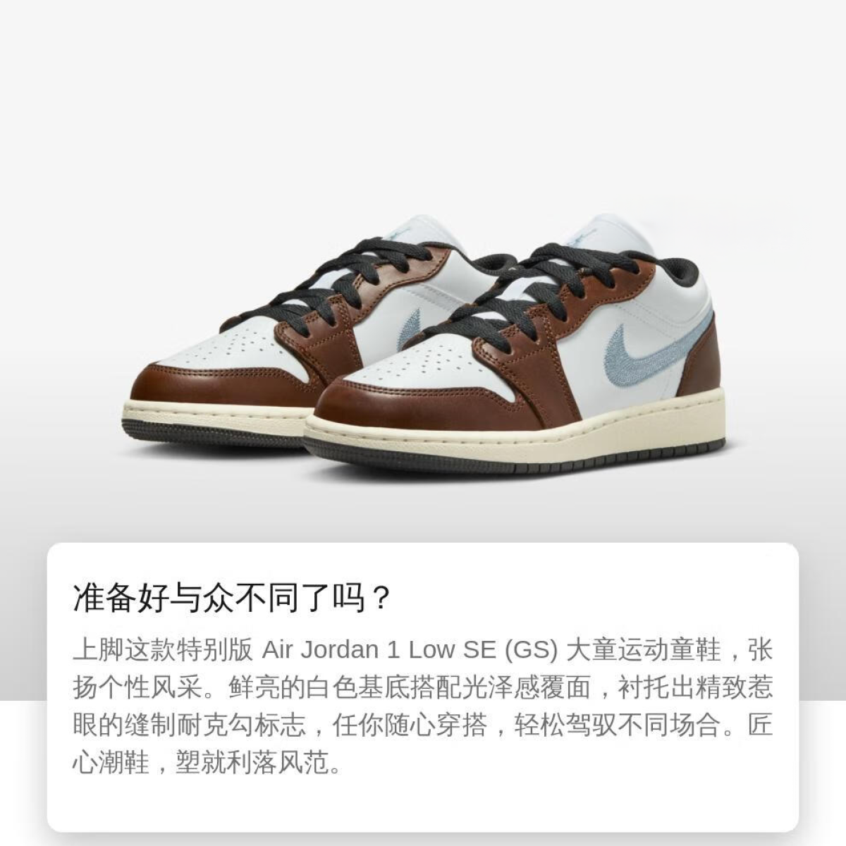 Подростковые кроссовки Air Jordan1 Low SE Blue /Brown GS