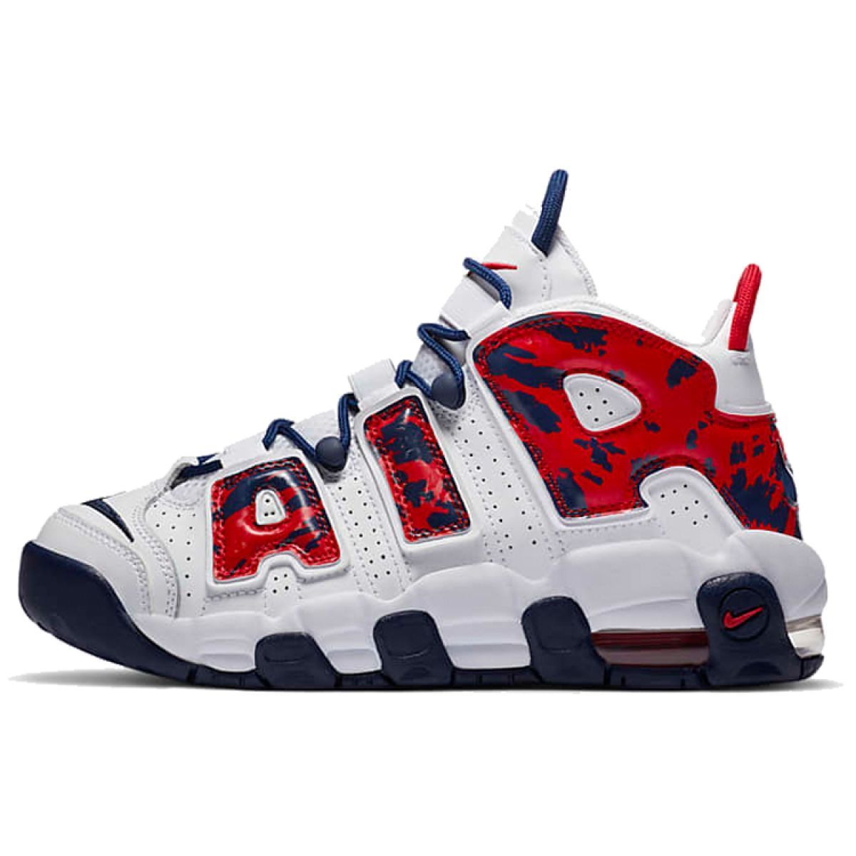 Подростковые кроссовки Nike Air More Uptempo White/Blue/Red Camo GS