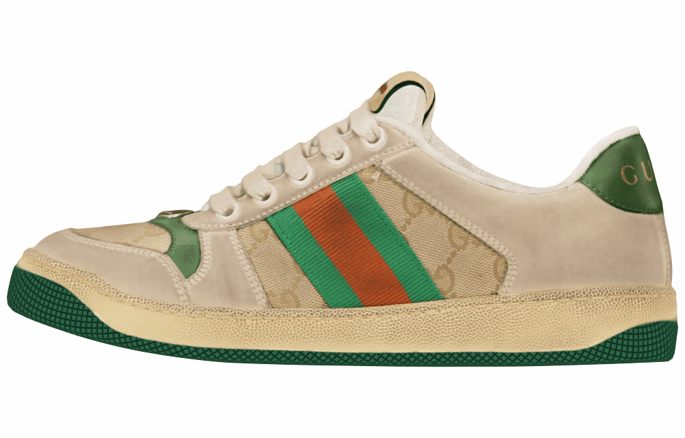 Женские кеды Gucci Screener Distressed Green/Orange