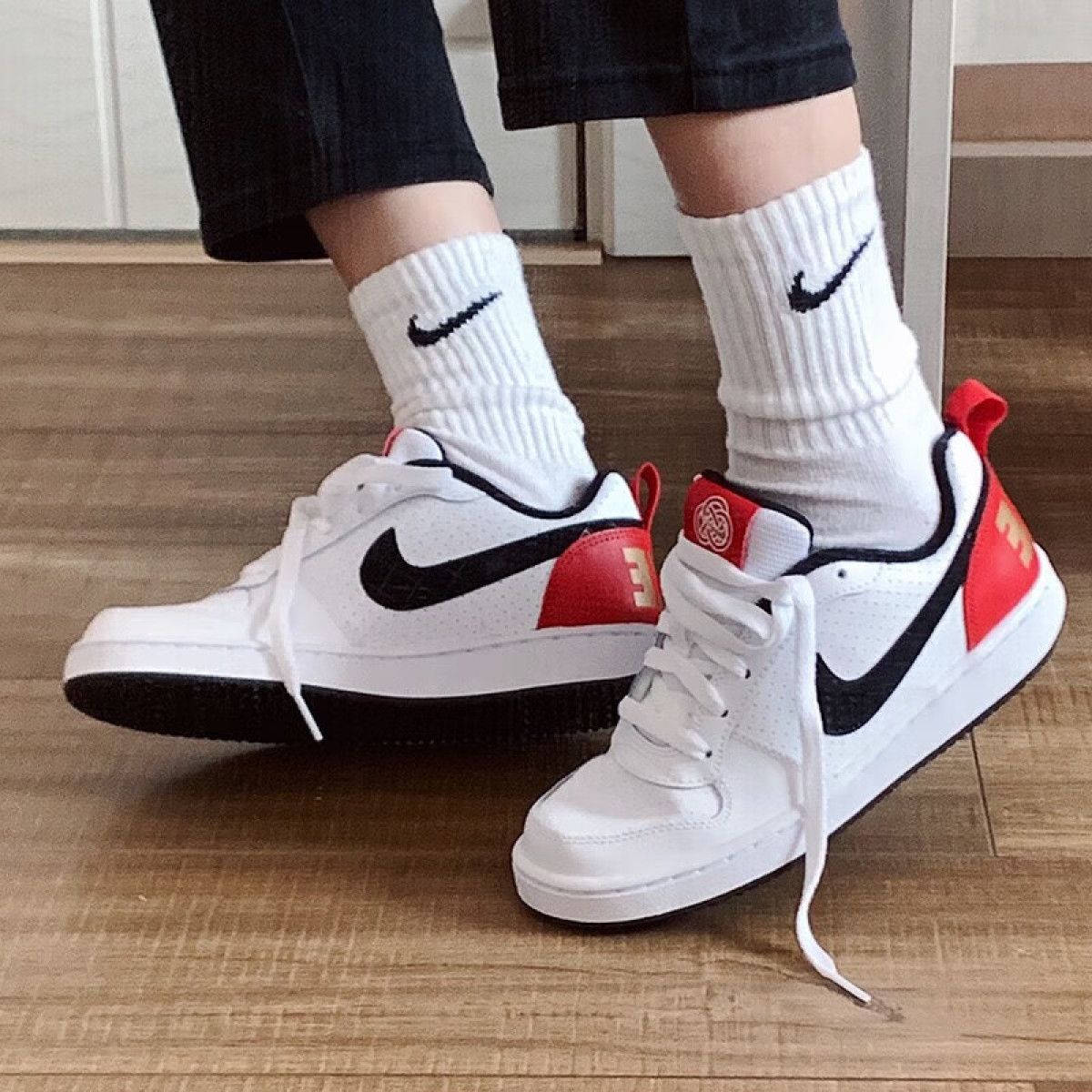 Кроссовки Nike Court Borough Low "White University Red Gold" GS