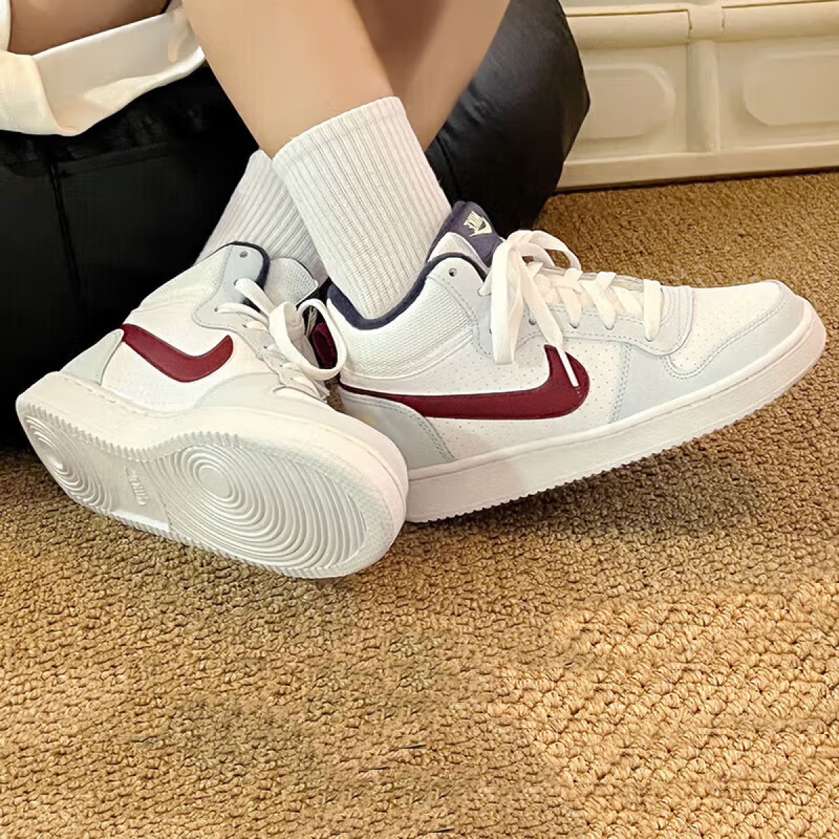Подростковые кроссовки Nike Court Borough Mid 2 White/Red GS