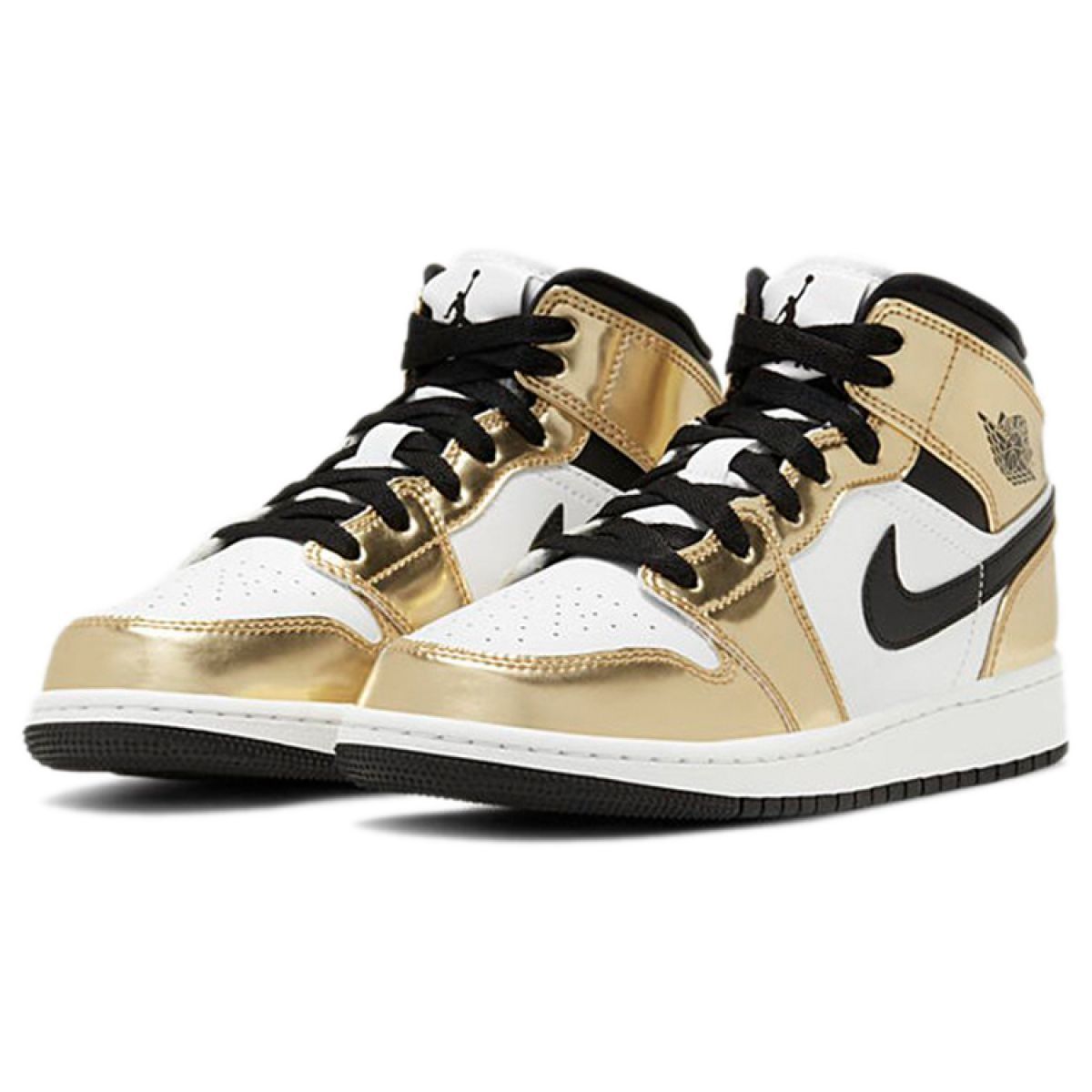 Подростковые кроссовки Air Jordan 1 Mid Metallic Gold/Black/White GS
