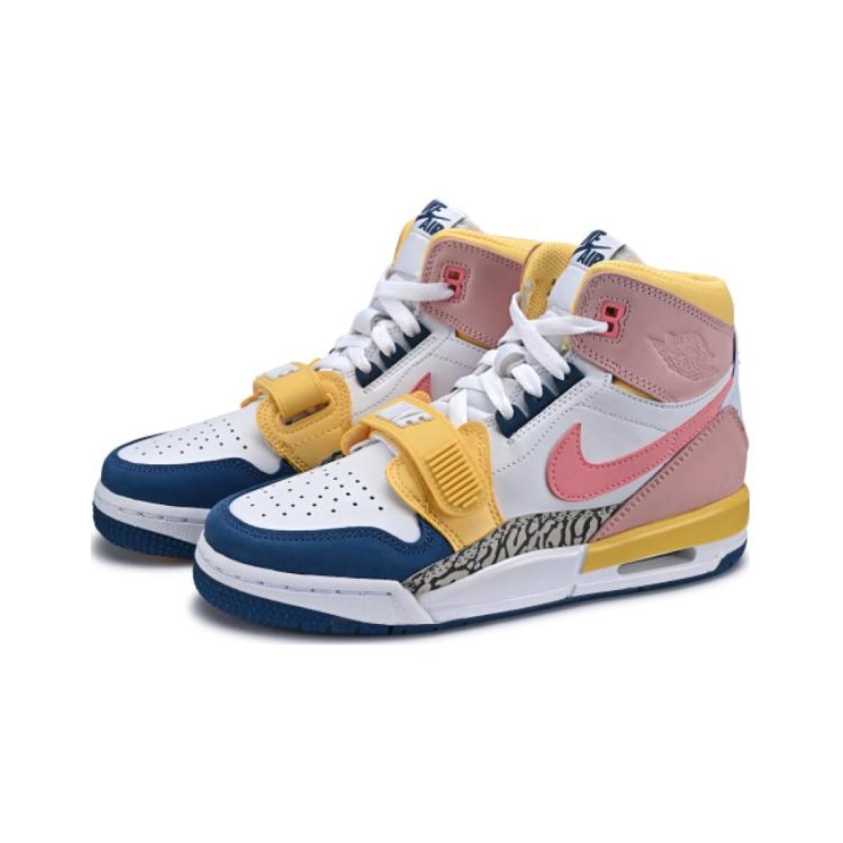 Подростковые кроссовки Jordan Legacy 312 Mid White/Coral Pink/French Blue GS