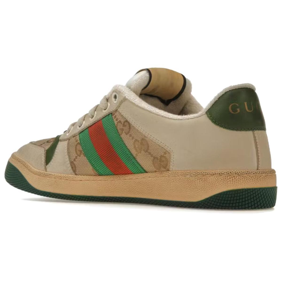 Женские кеды Gucci Screener Distressed Green/Orange