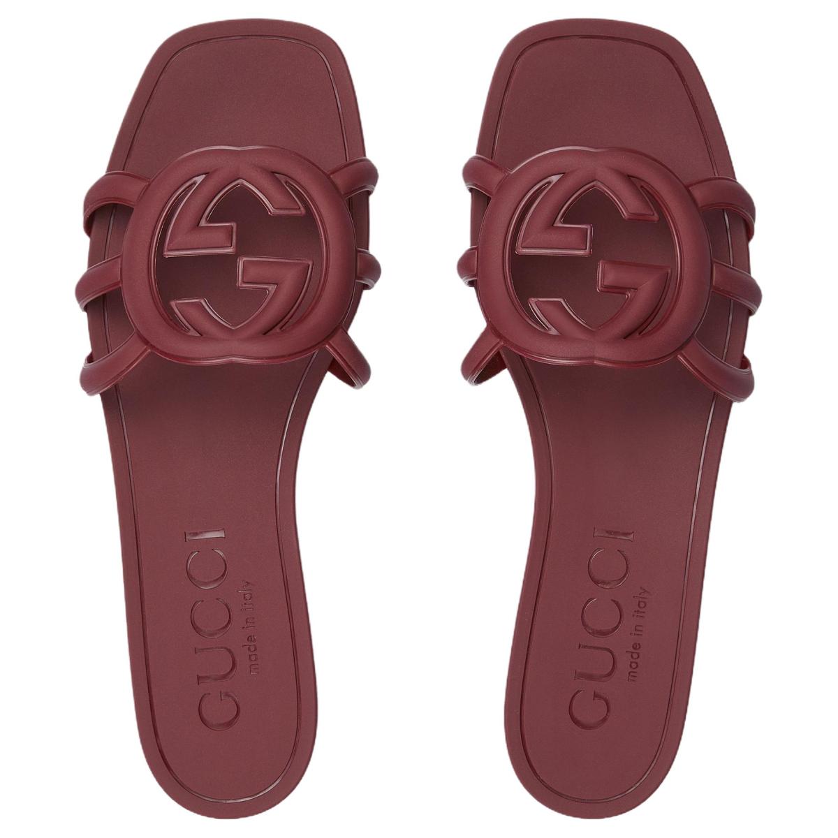 Женские шлёпанцы GUCCI Interlocking Red