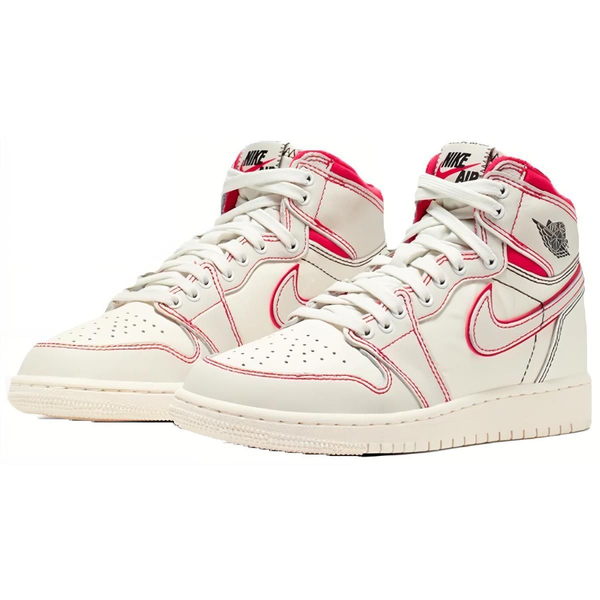 Подростковые кроссовки Jordan 1 Retro High White/Pink GS