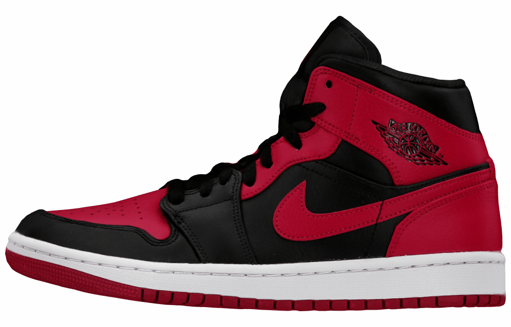 Мужские кроссовки Air Jordan 1 Mid Banned 2020 Black/Red