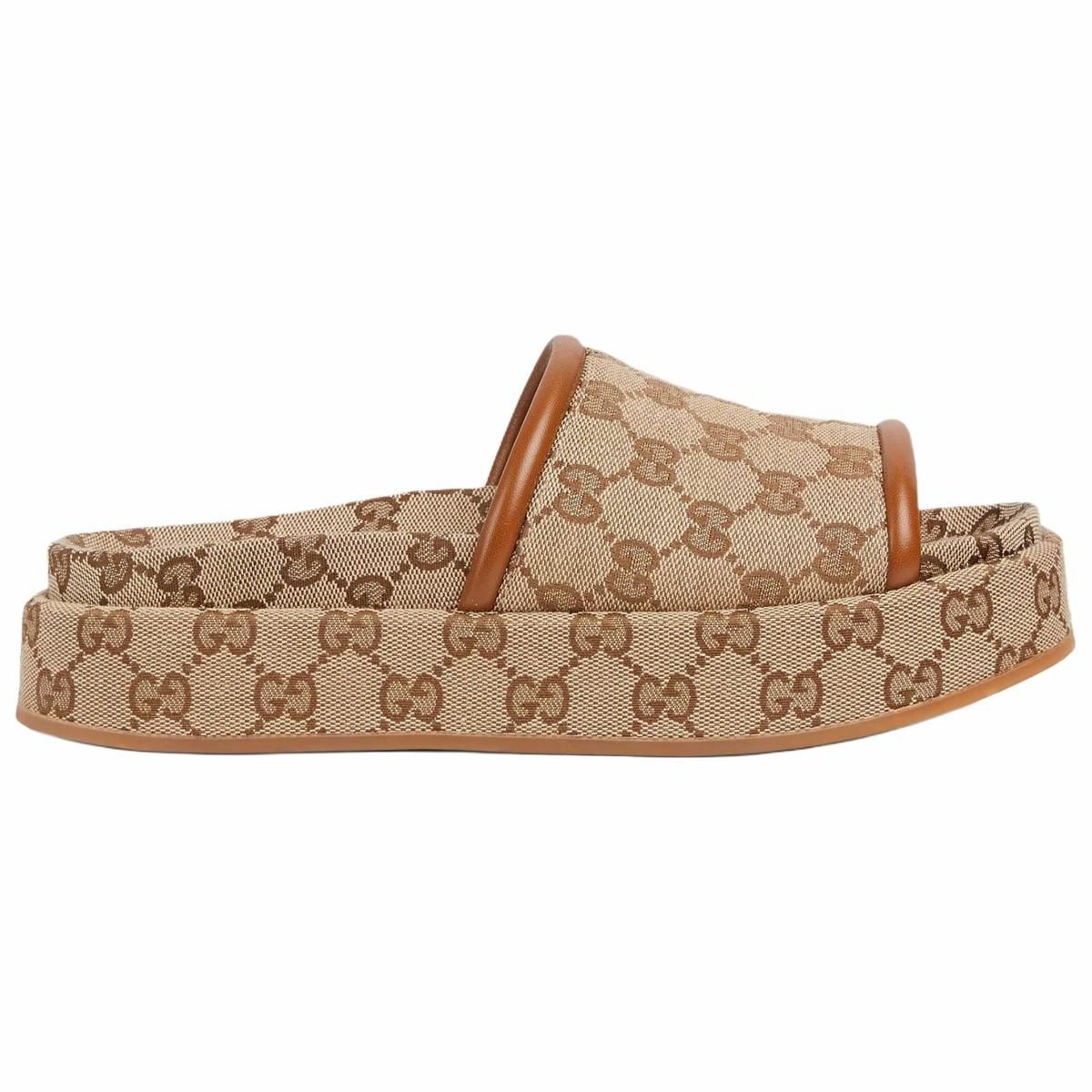 Женские шлёпанцы GUCCI GG Brown