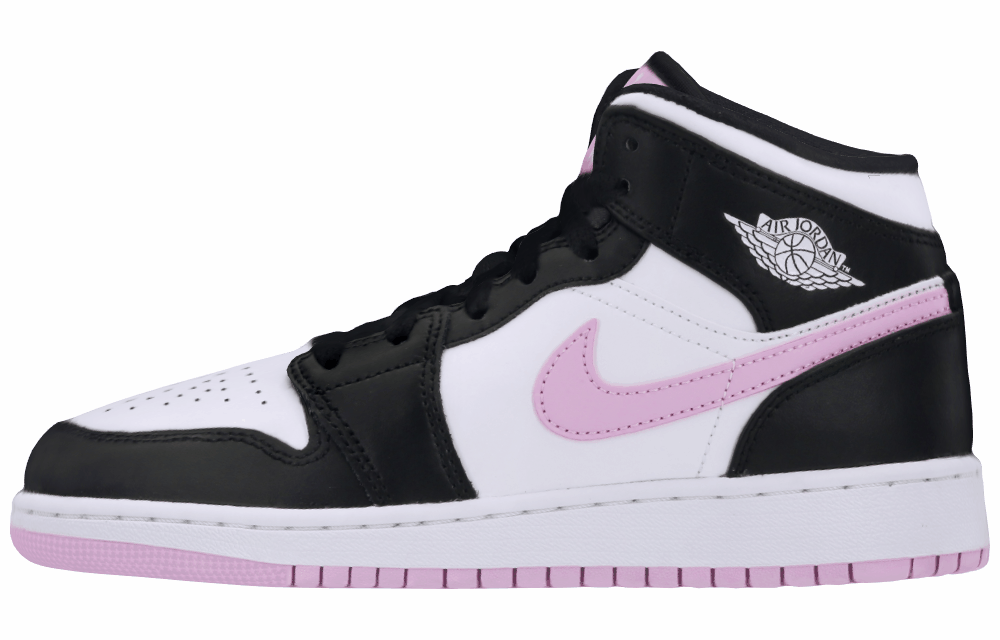 Подростковые кроссовки Air Jordan1 Mid Black/White/Violet GS