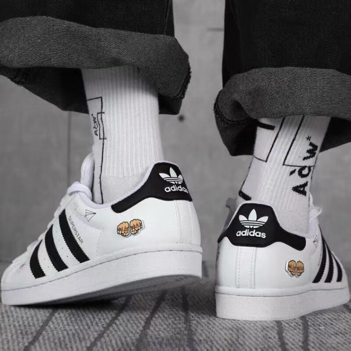 Подростковые кроссовки Adidas Originals Superstar J White/Black/Blue