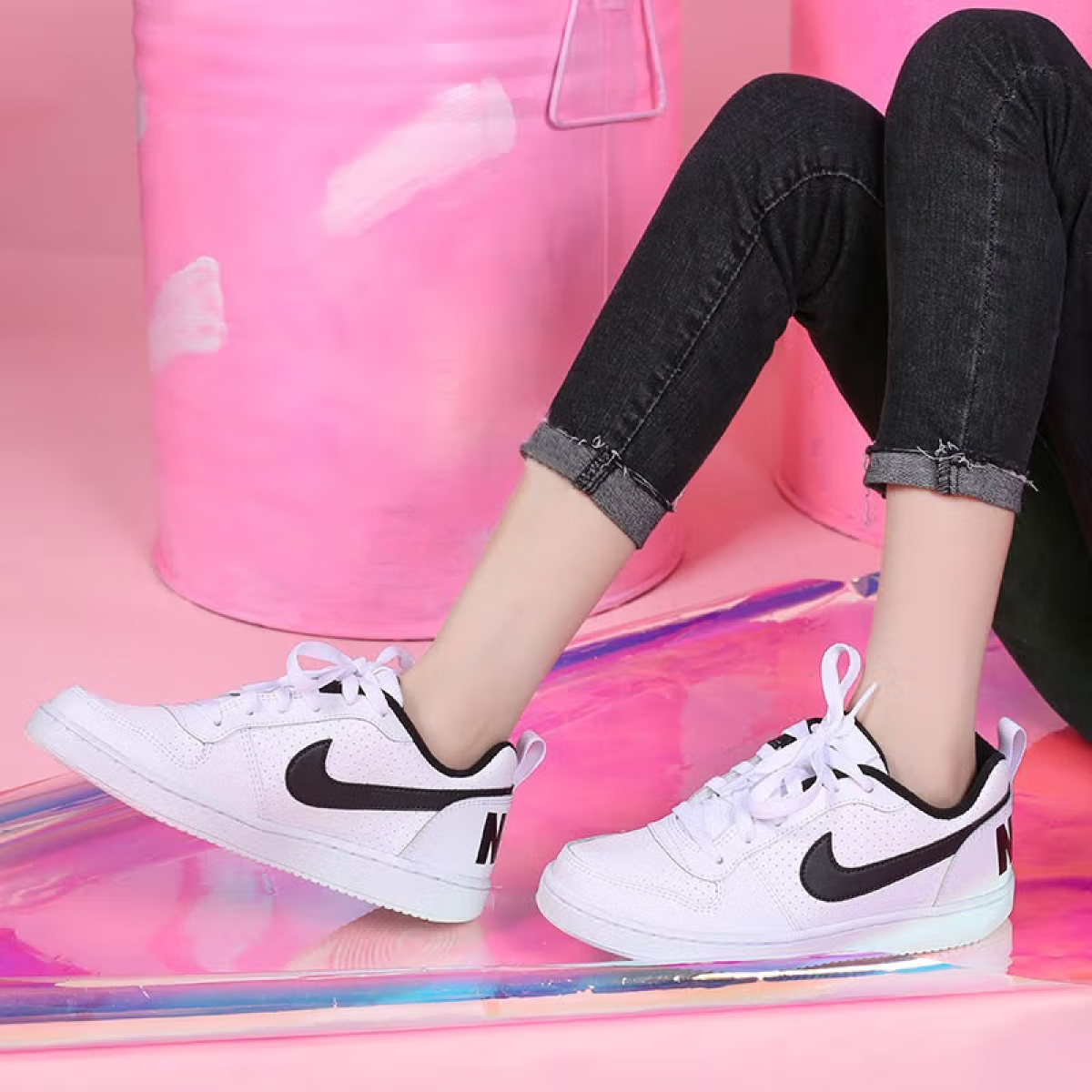 Подростковые кроссовки Nike Court Borough Low "Summit White Black" GS