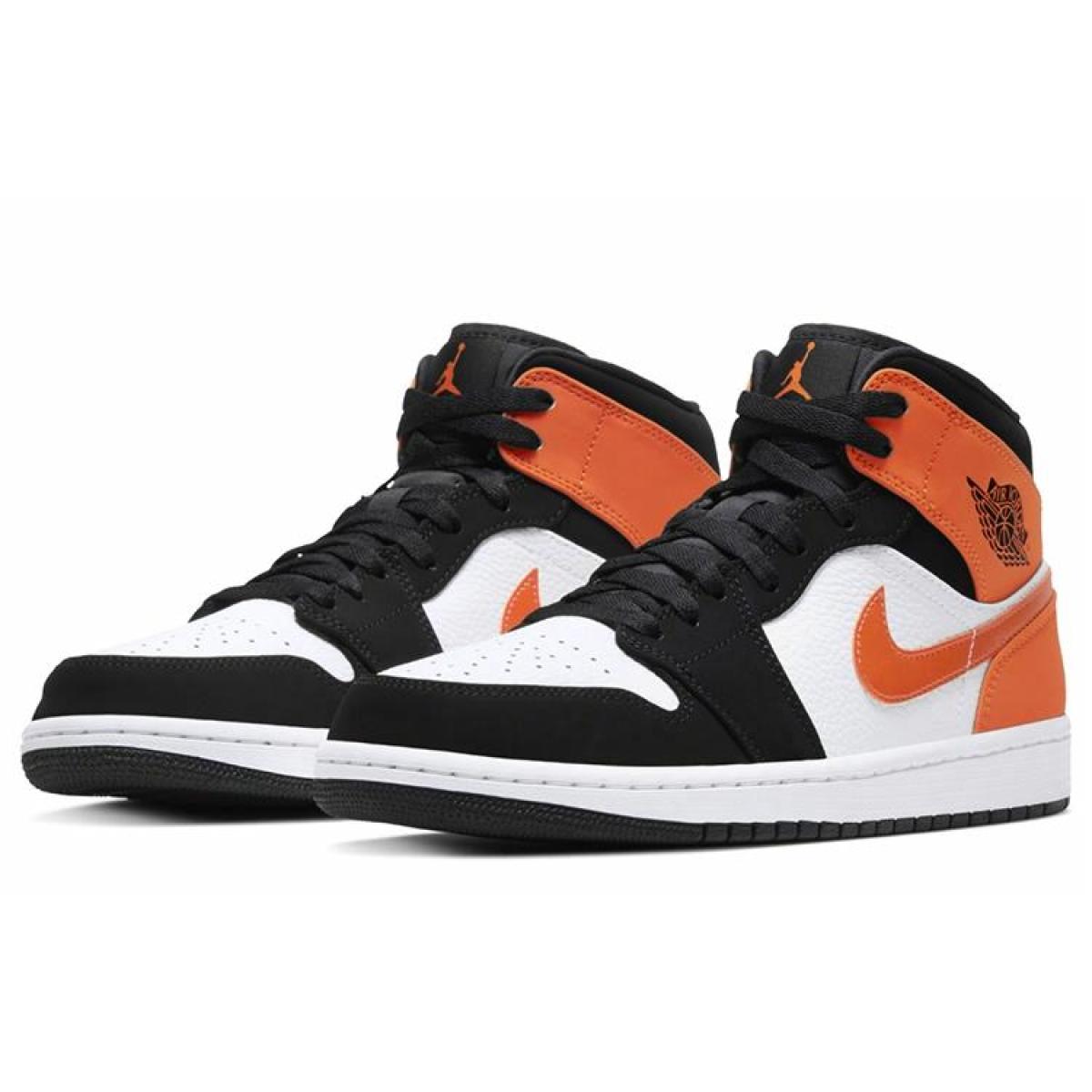Кроссовки Air Jordan 1 Mid White/Black/Orange