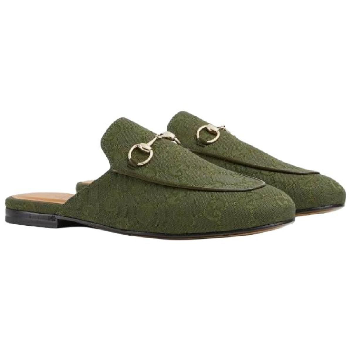 Женские шлёпанцы Gucci Princetown Dark Green