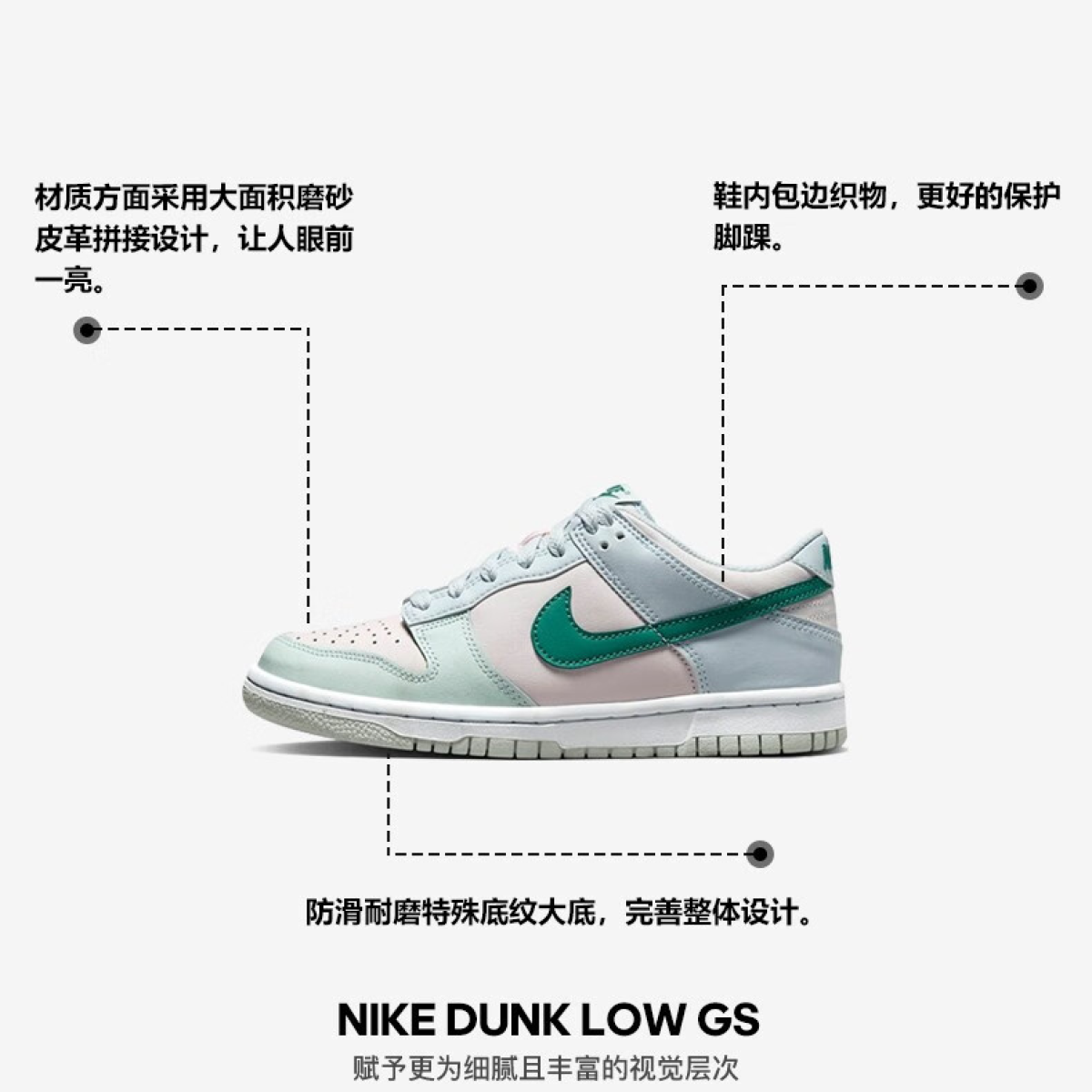 Подростковые кроссовки Nike Dunk Low Mineral Teal GS