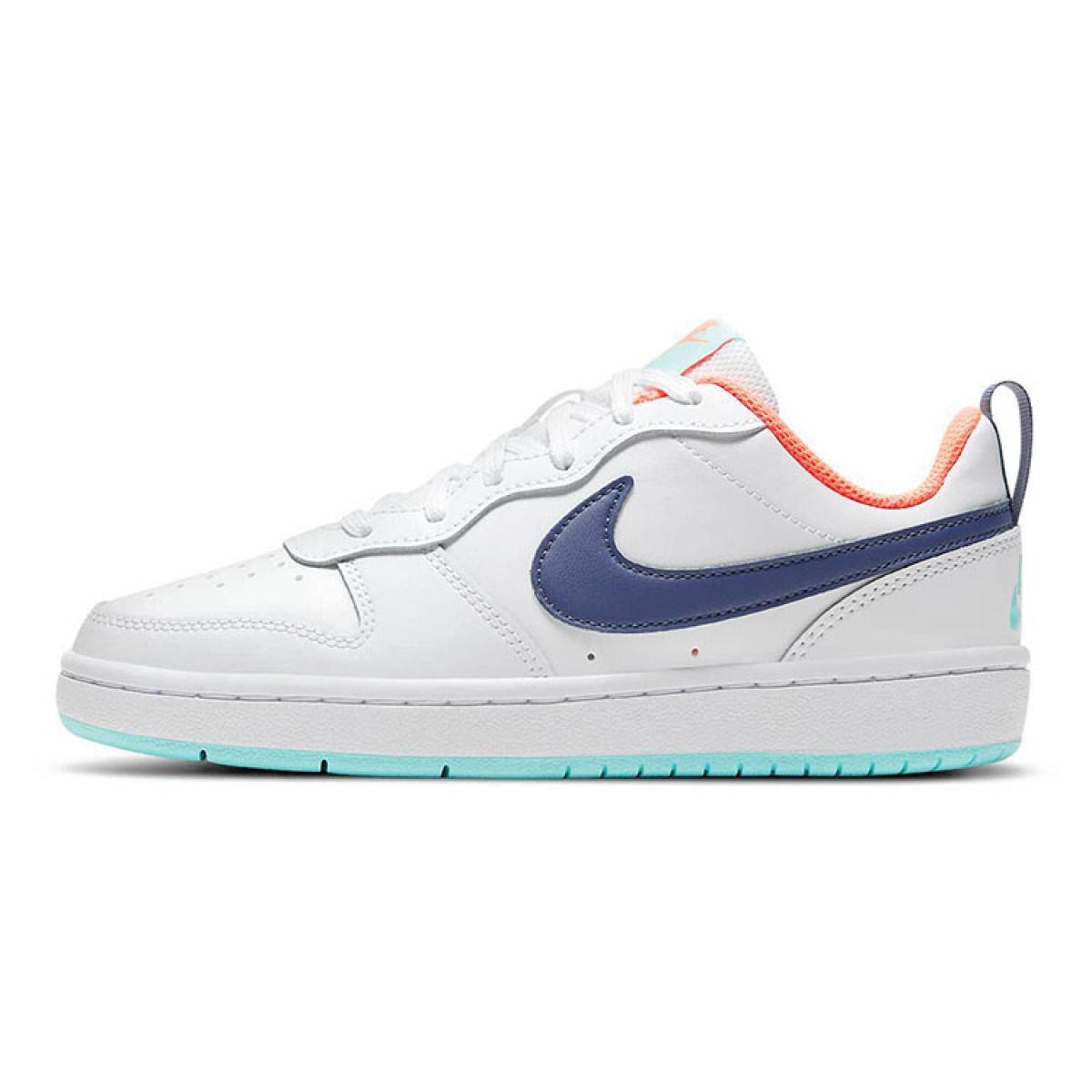 Подростковые Nike Court Borough Low 2 White/Navy/Orange GS