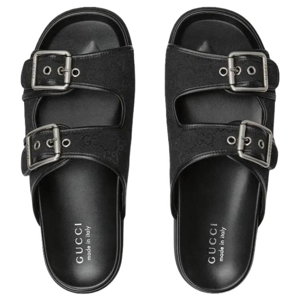 Мужские шлёпанцы Gucci GG Canvas Black