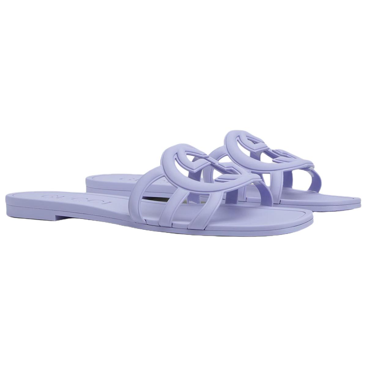 Женские шлёпанцы GUCCI Interlocking Light Purple
