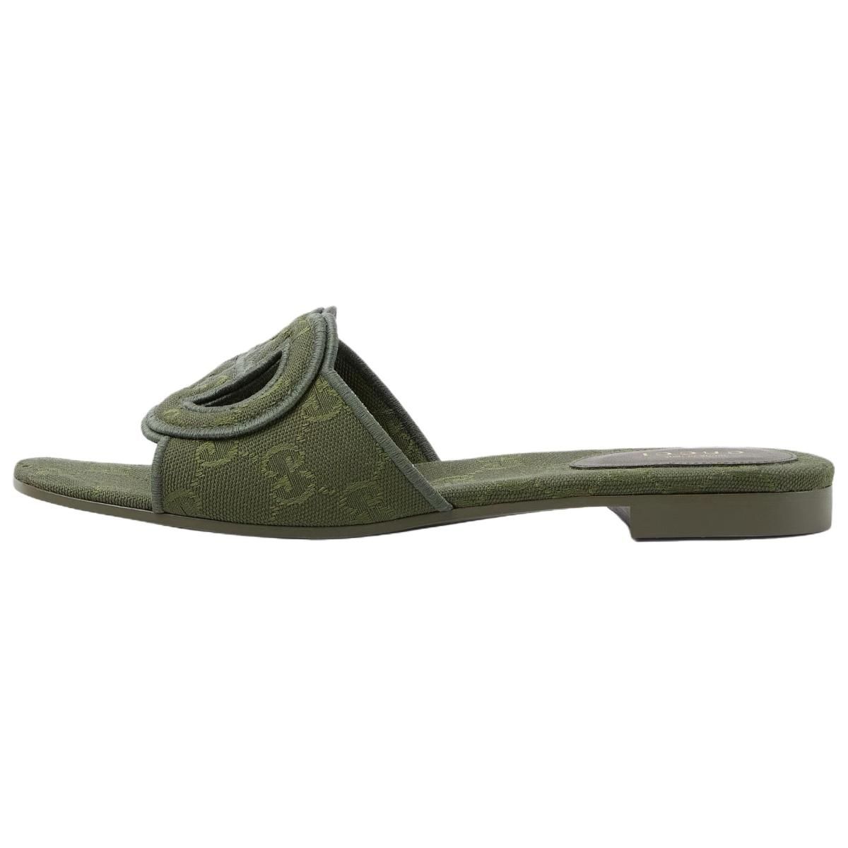 Женские шлёпанцы Gucci Interlocking Green