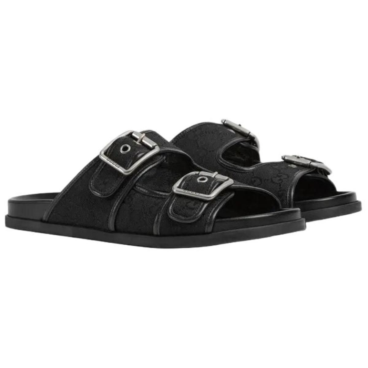 Мужские шлёпанцы Gucci GG Canvas Black
