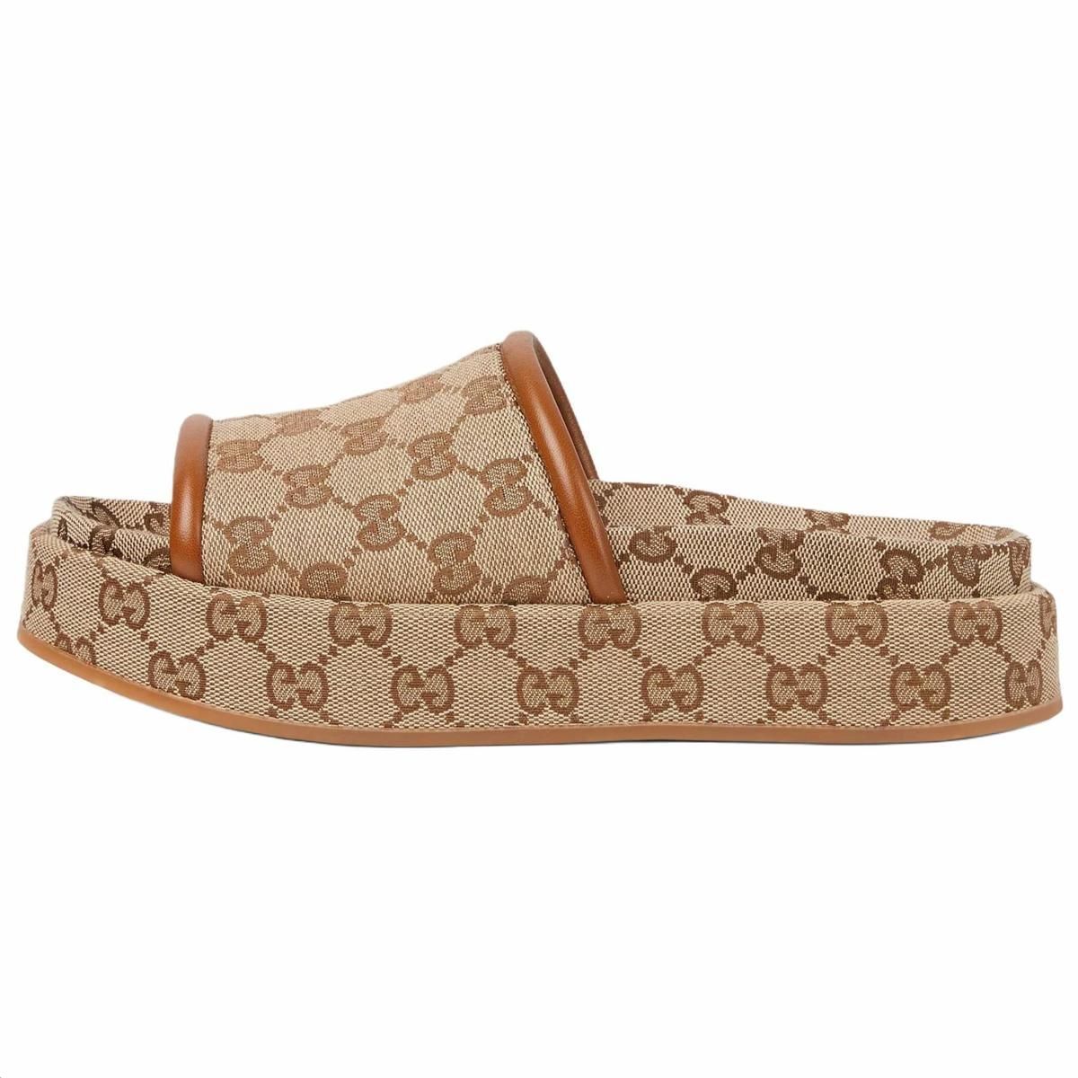 Женские шлёпанцы GUCCI GG Brown