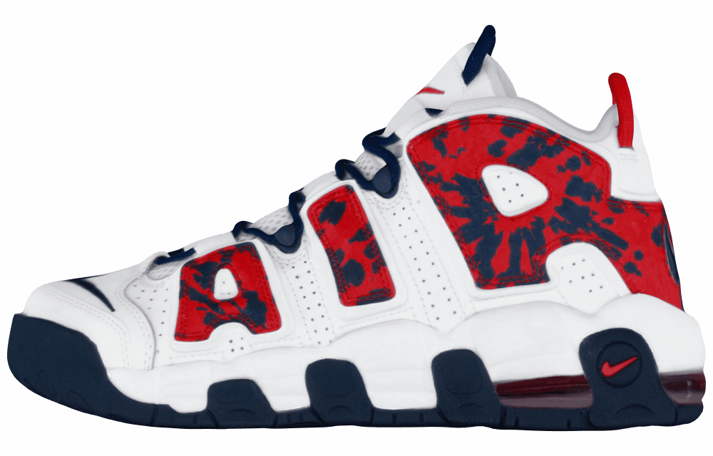 Подростковые кроссовки Nike Air More Uptempo White/Blue/Red Camo GS