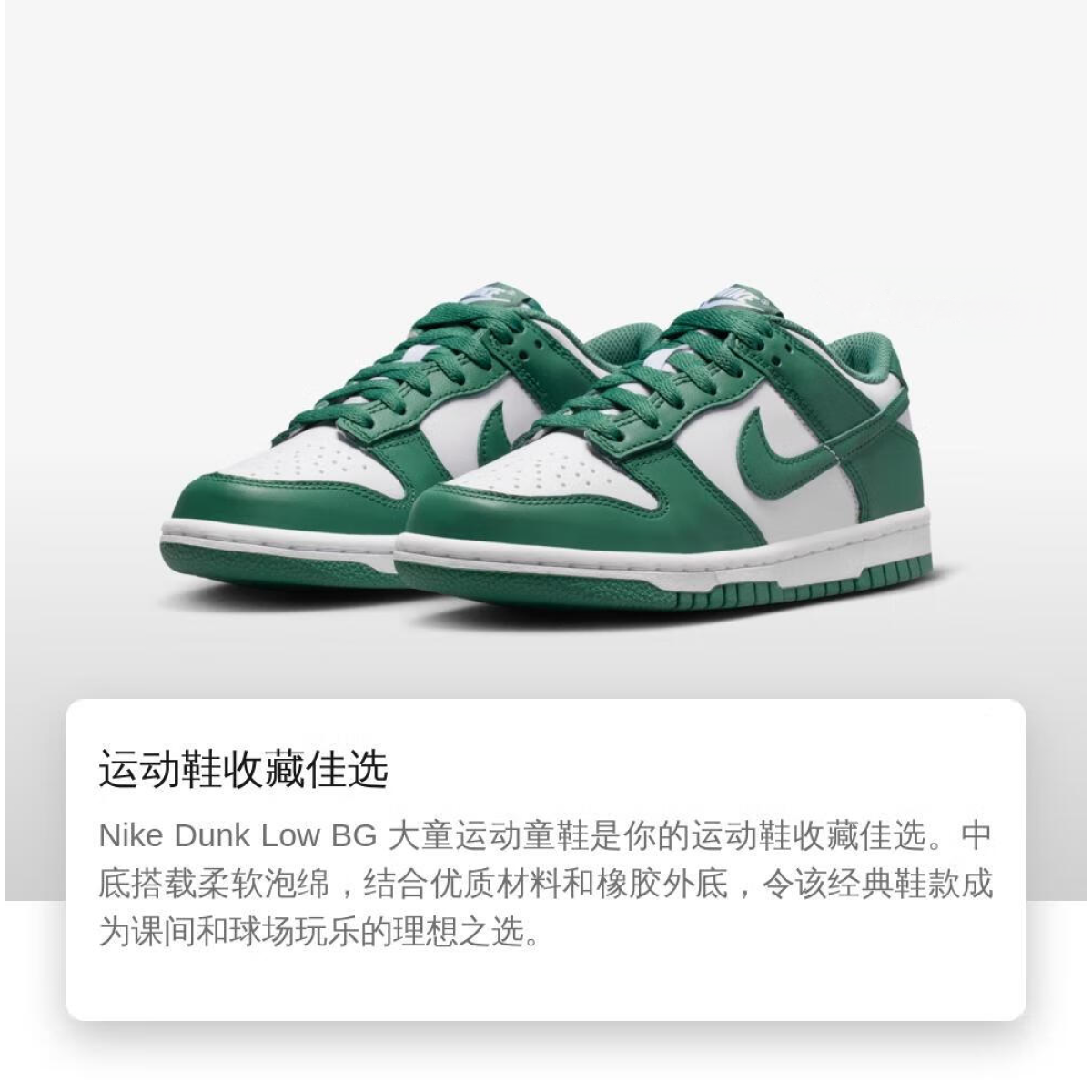 Подростковые кроссовки Nike Dunk Low Green/White GS